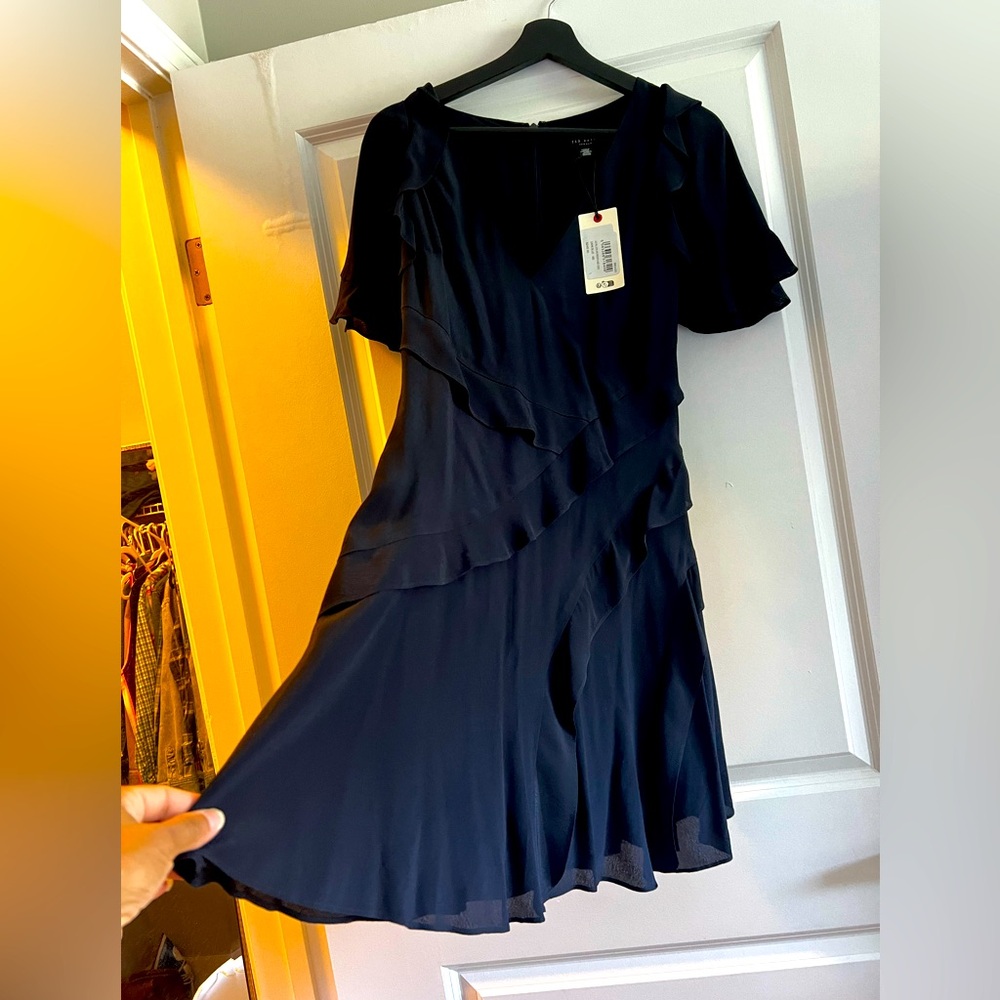 Ted Baker Navy Asymmetrical Dress